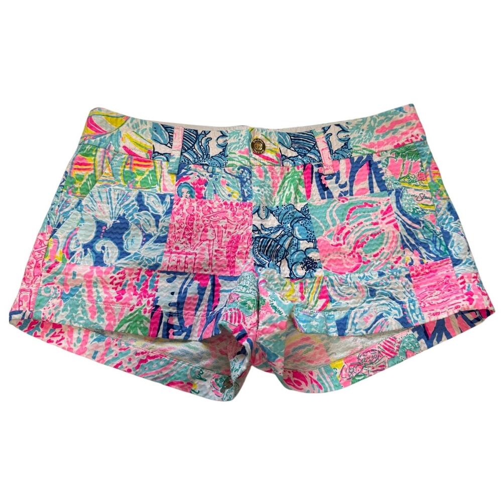 Lilly Pulitzer Blue & Pink Box Print Walsh  Shorts - Size 8
